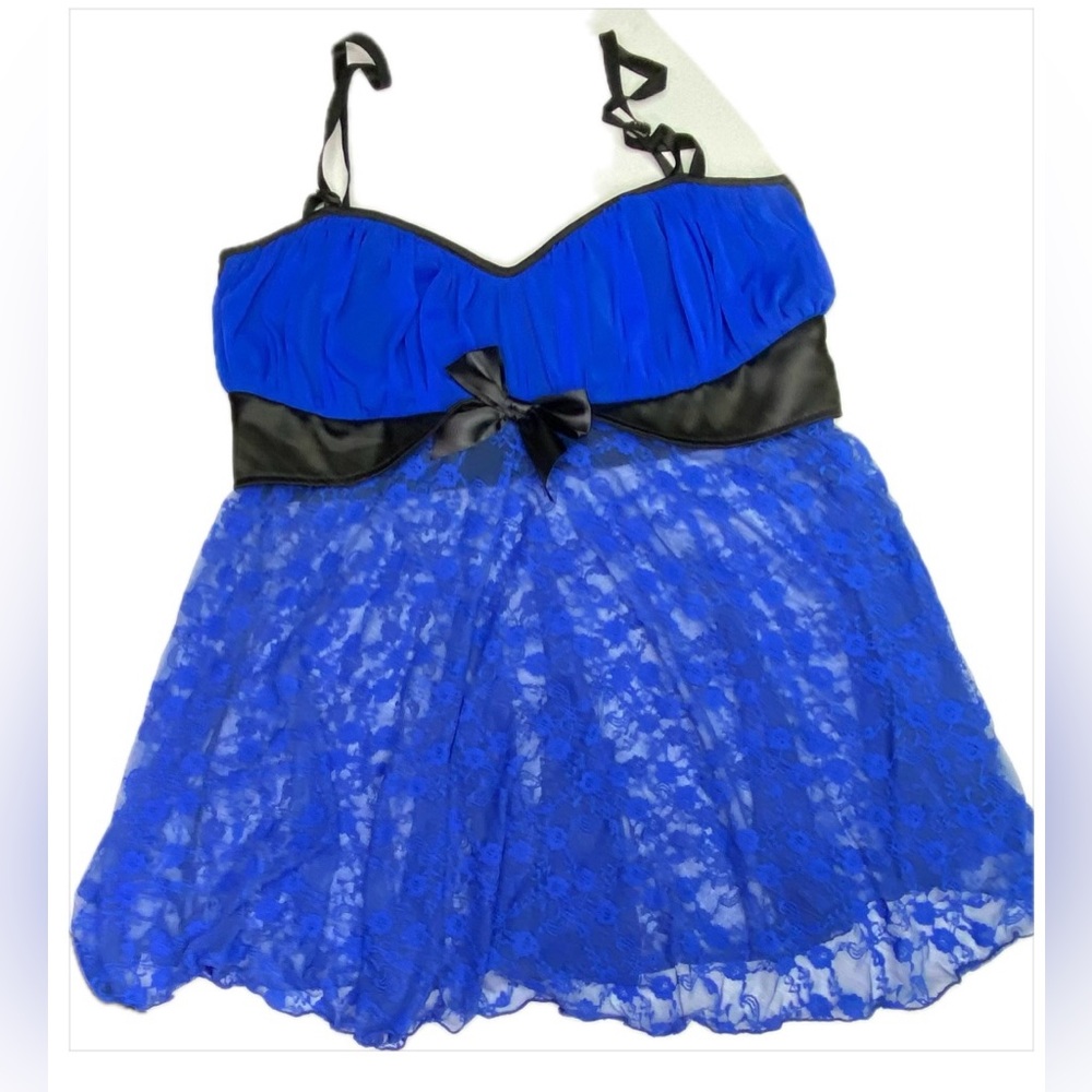 Coquette BLU/ BLK Nightgown, XL *P1101